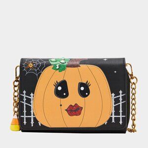 Betsey Johnson Kitsch Gourdgous Wallet On Chain WOC Pumpkin NWT